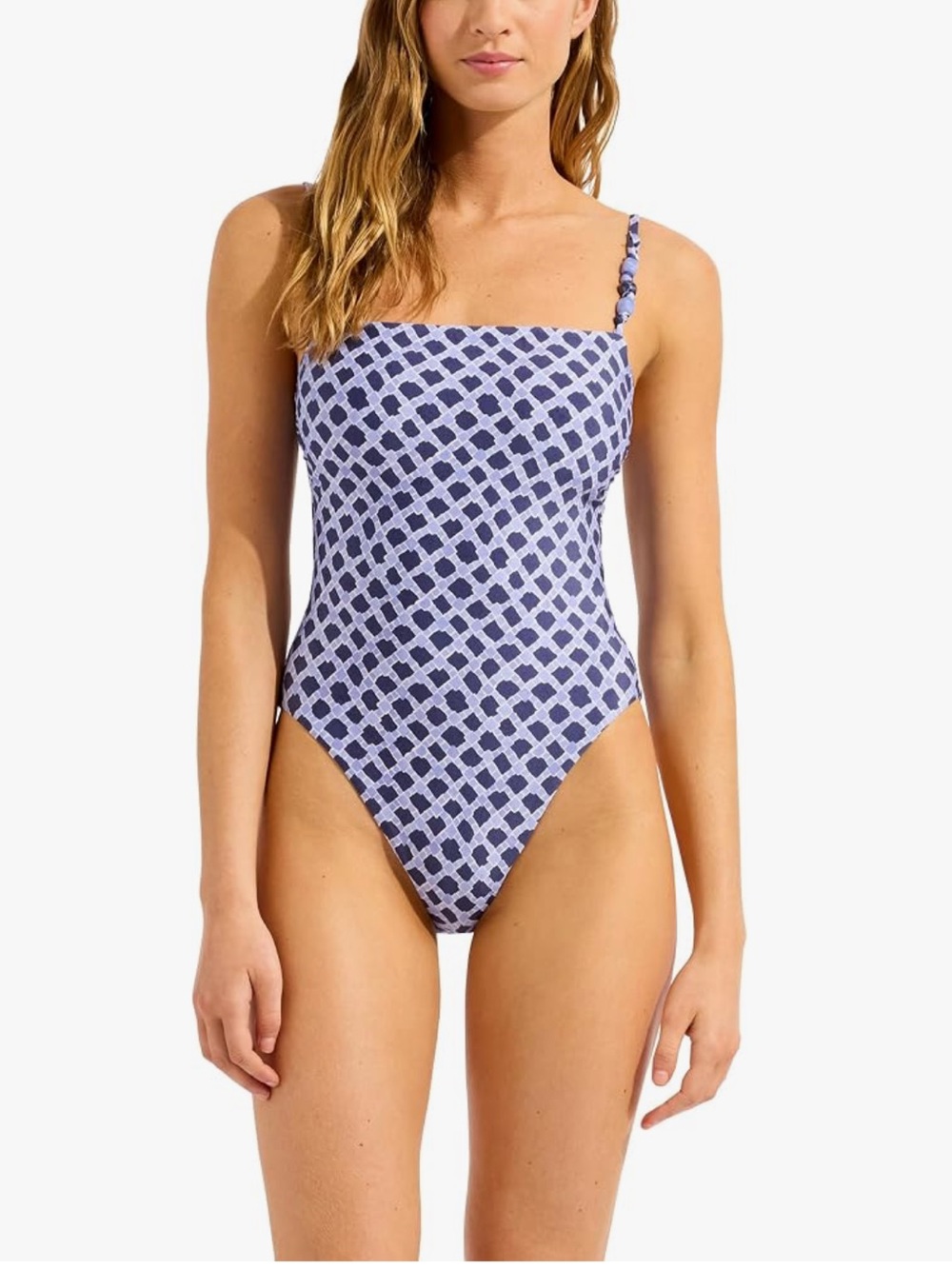 NEW Seafolly Marseille Square Neck One Piece Swimsuit in Navy